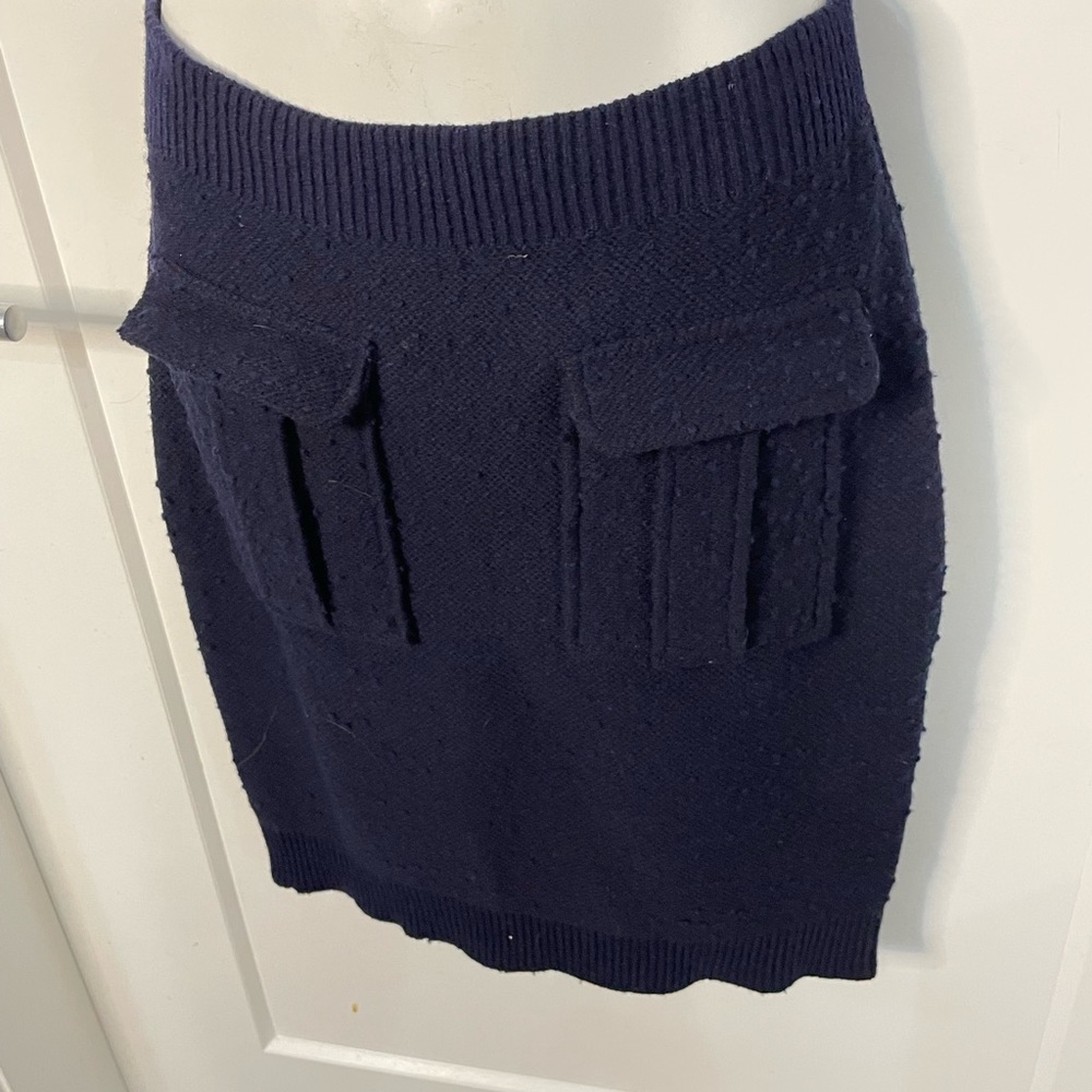 Anthropologie Moth Skirt Women’s XS Navy Wool Dotted Blend Double Pockets